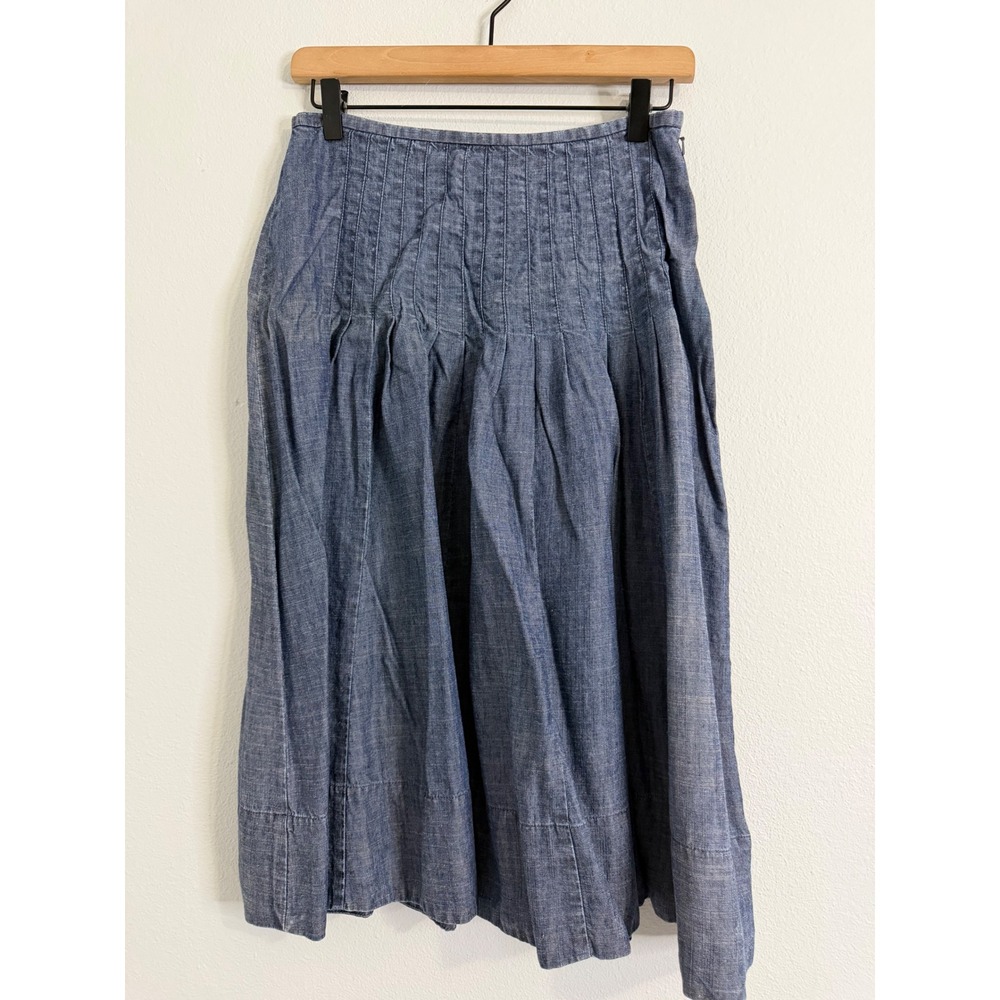J. Jill - Tencel/Linen‎ Blend Pleated Chambray Midi Skirt Women's Size 4 Petite